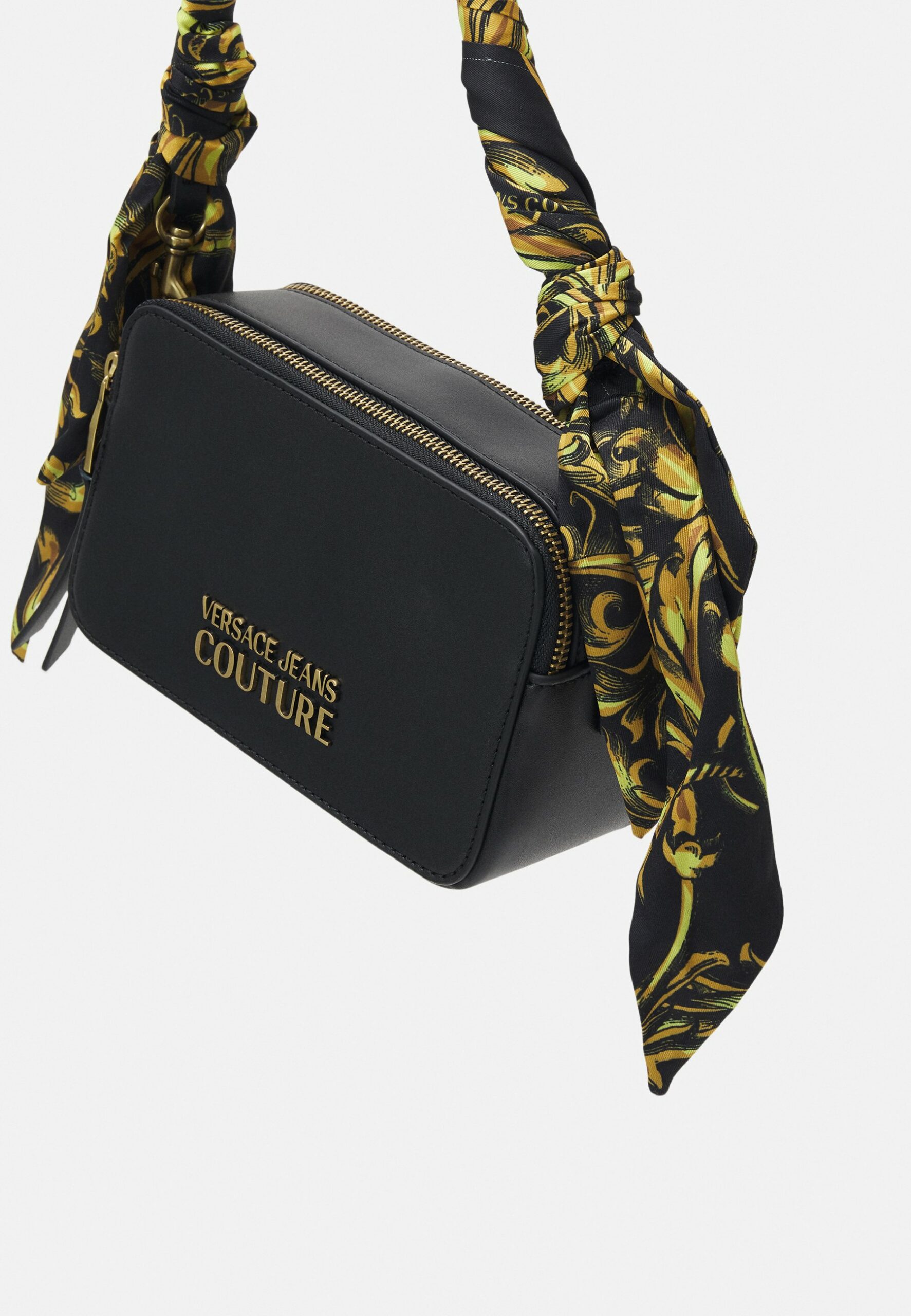VERSACE COUTURE printed foulard camera bag noir Beauty Cuir Maroquinerie